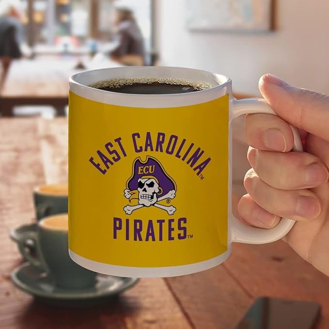 East Carolina Pirates Ceramic Coffee Mug, Novelty Gift Mugs for Coffee, Tea and Hot Drinks, 11oz, White