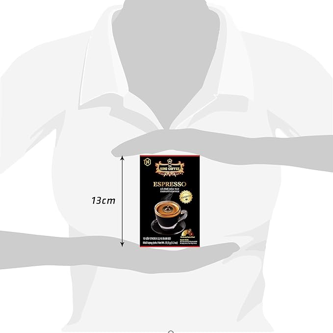 King Coffee Espresso Instant Coffee Vietnamese Coffee Trung Nguyen international Arabica Instant Coffee Mix Medium Roast 15 sticks per box x 2.5g - Pack of 12