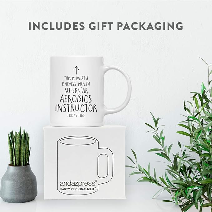 Andaz Press Funny 11oz. Ceramic Coffee Tea Mug Gift, This is What a Badass Ninja Superstar Aerobics Instructor Looks Like, 1-Pack, Birthday Christmas Gift Ideas Coworker