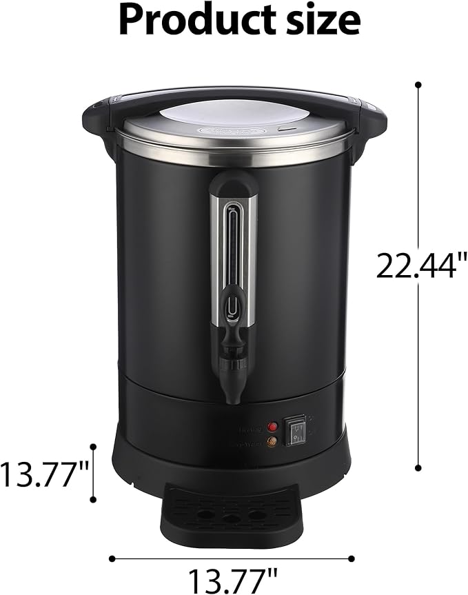 Commercial Coffee Urn,100 Cup 3.7Gal/14L Stainless Steel Coffee Maker - Large Capacity Hot Water Dispenser for Buffet, Catering, Wedding, Church, Event, Double Wall Insulated