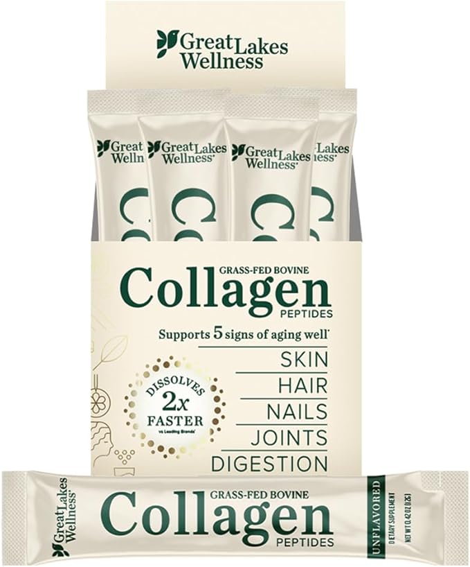 Great Lakes Wellness Collagen Peptides Powder for Skin, Hair, Nails, Joints & Digestion - Unflavored - 11 Servings (Pack of 1)
