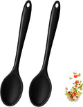 2 Pcs Silicone Spoons,10.8 Inch Mixing Spoons for cooking,Heat Resistant for Kitchen Cooking Baking Stirring Mixing Tools (BLACK)