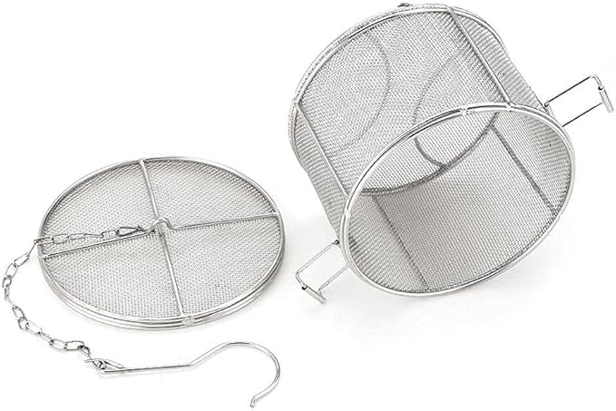 AUNMAS Seasoning Strainer, Stainless Steel Tea Mesh Tea Infuser Strainer with Extended Chain Hook for Brew Loose Leaf Tea and Seasonings, Sliver 5.52 x 3.94in