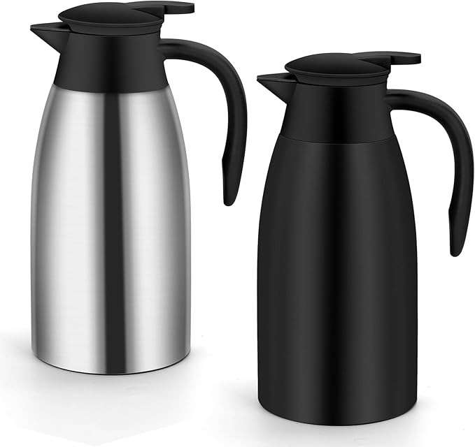 70oz Thermal Coffee Carafe Insulated Coffee Thermo,2 Pack Stainless Steel Thermo Pitcher,Double Walled Vacuum Insulation Coffee Carafes For Keeping Hot,Tea Water Hot Beverage Dispenser