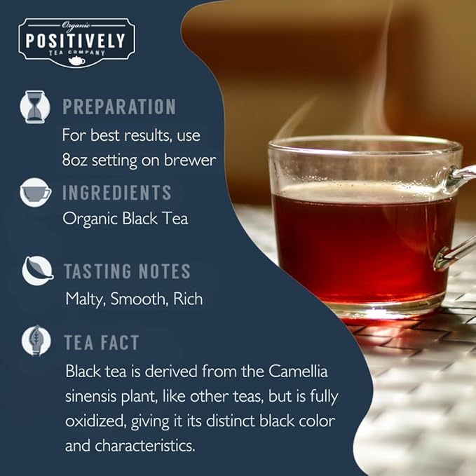 Organic Positively Tea Company, Organic Black Tea, K-Cup Compatible, 96 Pods