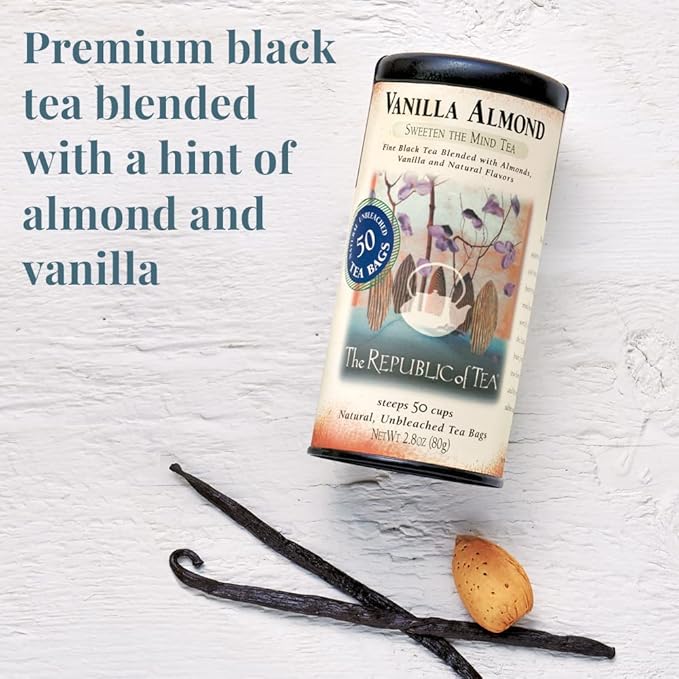 The Republic of Tea - Vanilla Almond Black Tea, 50 Tea Bags, Unique Blend Of Vanilla And Almond Tea