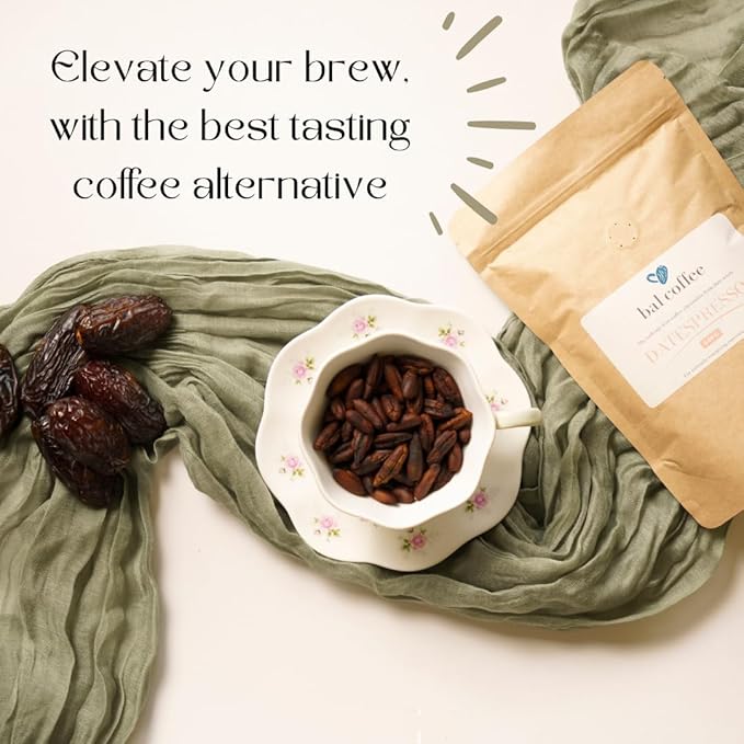 BAL Coffee Alternative Datespresso - 12 oz /340 g | Caffeine-Free & Vegan-Friendly | Espresso Substitute Brews & Tastes like Original | Smooth Grind Crafted from Date Seeds | Rich & Smooth flavor