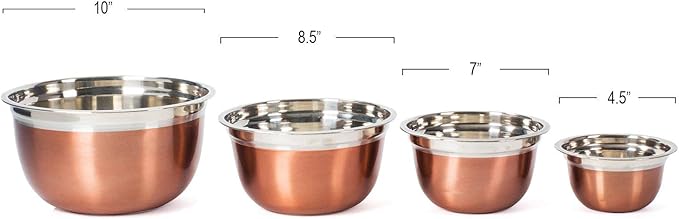 Stainless Steel Mixing Bowls-4 Pc set- Stackable Nesting Bowls - Polished Matte Finish - Cookware Set