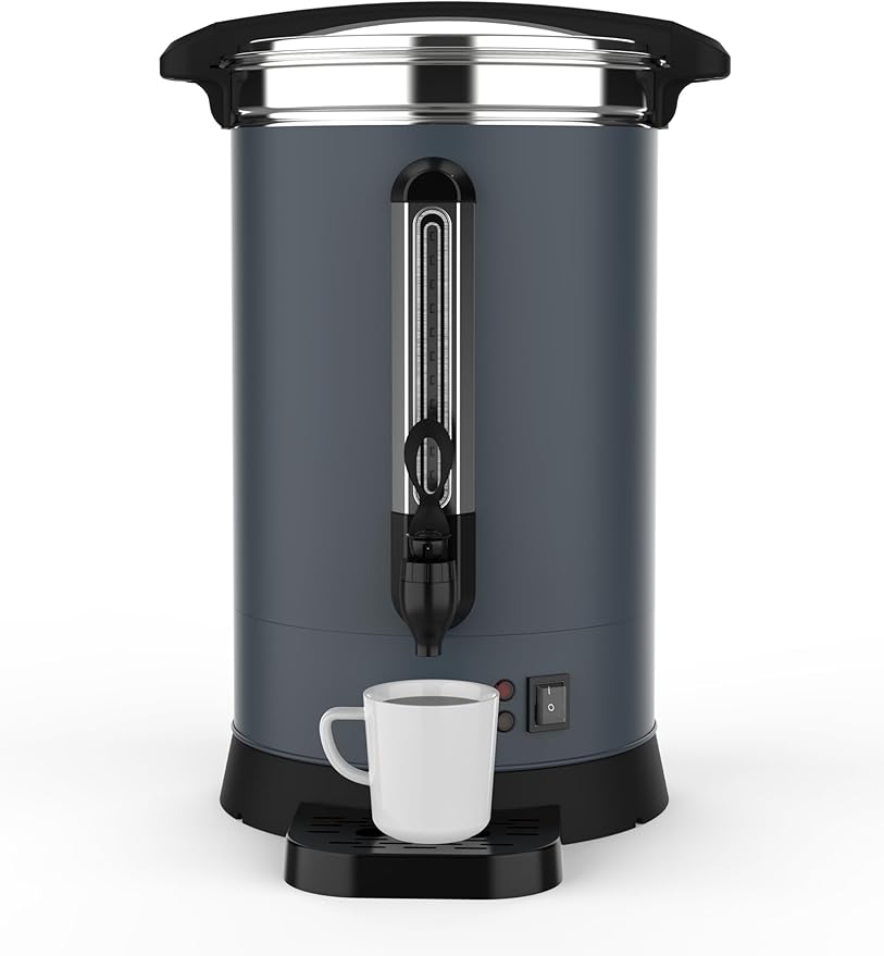 120 Cups Large Coffee Urn with Double Wall Insulation, 18L/4.8 Gallon Stainless Steel Commercial Electric Coffee Maker with Hot Drinks and Hot Water, for Weddings, Parties, Catering, and Buffets