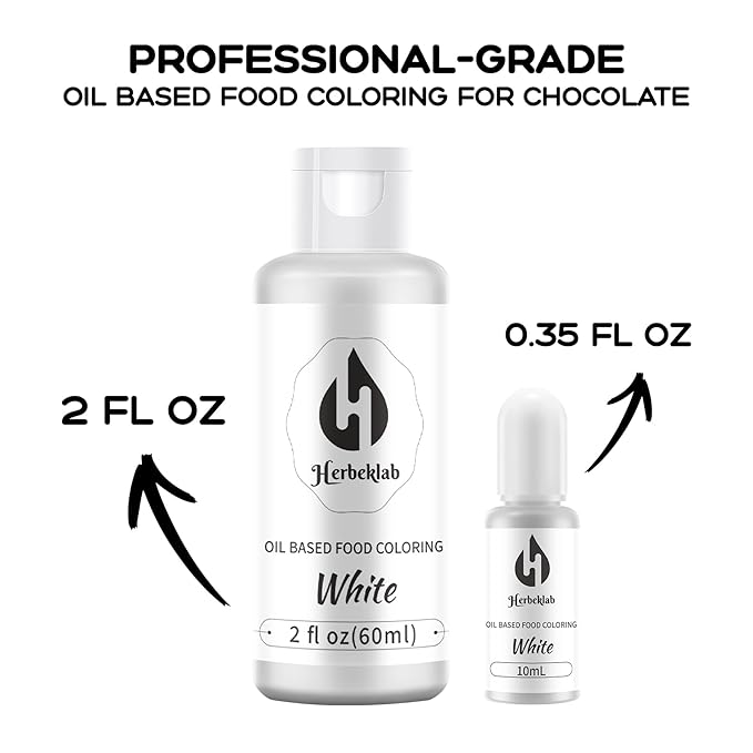 White Oil Based Food Coloring – 2 fl oz Professional Grade Concentrated Oil Food Dye for Melting Chocolate, Candy Melts, Cake Pops, Strawberries & Baking