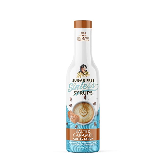 Sugar Free Salted Caramel Coffee Syrup - Stevia Based, No Sugar Alcohols or Sucralose, No Artificial Sweeteners, Natural Ingredients, Coffee Tea Cocoa Dessert, Keto Friendly, 1 Pack