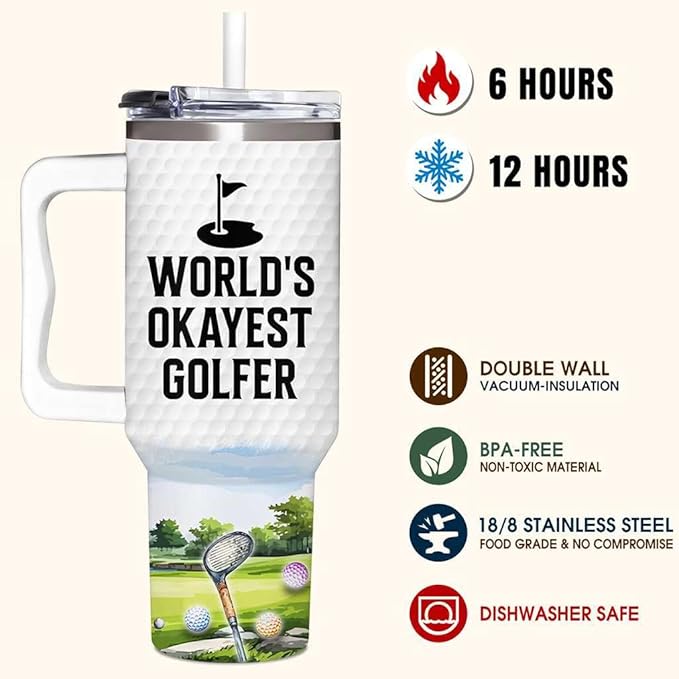 Golf Gifts For Men – Father's Day Gifts for Dad, Husband from Daughter, Son, Wife – Funny Gift for Men, Women Golfers, Sport Lovers Golf Themed Gift - Golfing 40oz Tumbler With Handle