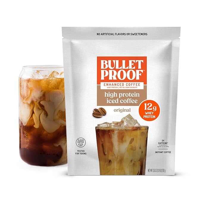 Bulletproof Original High Protein Iced Instant Coffee, 14 Servings, 12g Whey Protein, No Artificial Flavors & Sweeteners, 170mg Caffeine Per Serving, Creamy Coffee Forward