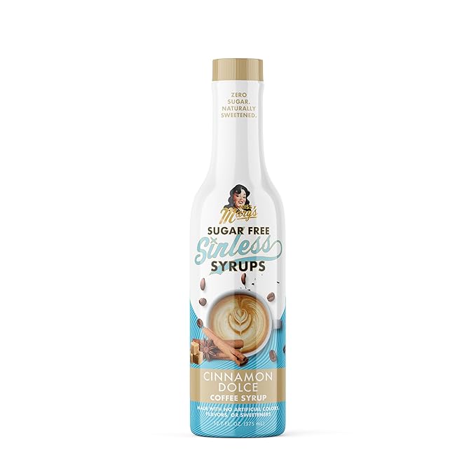 Sugar Free Cinnamon Dolce Coffee Syrup - Stevia Based, No Sugar Alcohols or Sucralose, No Artificial Sweeteners, Natural Ingredients, Coffee Tea Cocoa Dessert, Keto Friendly, 1 Pack