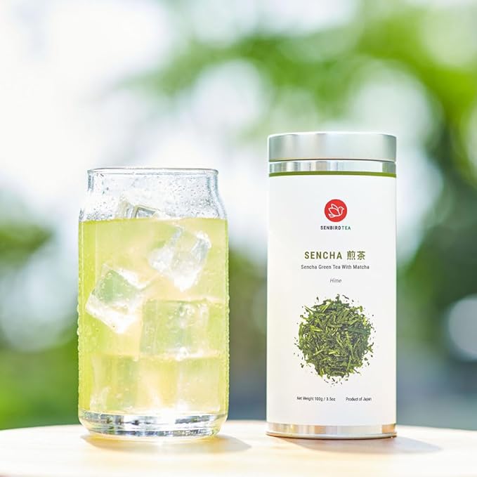 Senbird Premium Sencha With Matcha - Japanese Green Tea With Matcha - From Kyoto, Japan - Loose Leaf Tea In Airtight Tea Tin (3.5oz/100g)