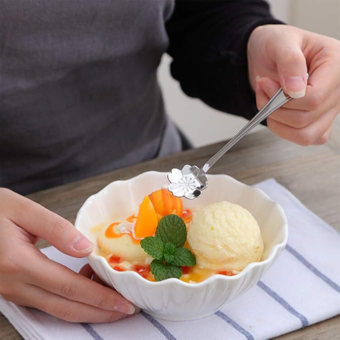 Creative Coffee Scoops and Spoons Set - 8 Different Patterns, Stainless Steel for Tea, Cake, Sugar, Dessert, Ice Cream, Seasoning or Spice - Silver