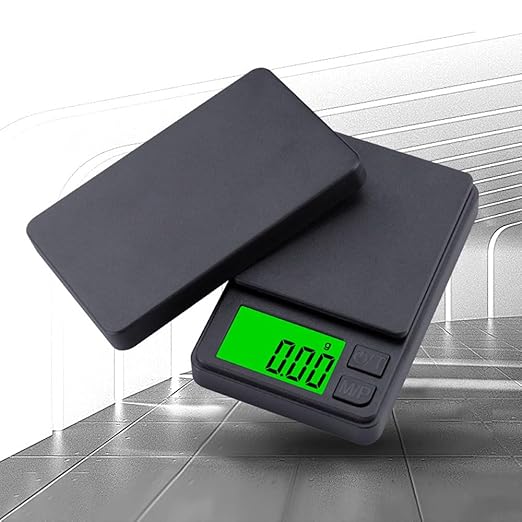 Digital Pocket Scales, Portable Precision Gram Scales, Mini Food Scale, Jewelry Scale, Kitchen Scale, with Backlit LCD, 7 Units and Tare Function, for Coffee, Tea, Gold, with Batter (1kg/0.01g)