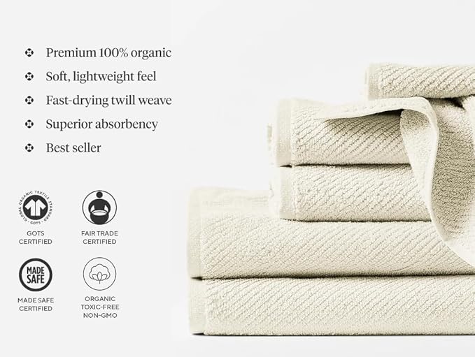 Coyuchi Air Weight Organic Towels, Hand Towel - Fog (20" x 40")