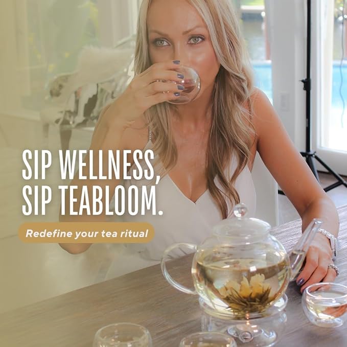 Teabloom Radiant Greens – Organic Green Tea Sampler with 12 Plant-Based Pyramid Sachets, Jasmine Pearls, Minted Mango Peach & Pineapple Ginger, Gift-Ready Presentation Box for Tea Lovers