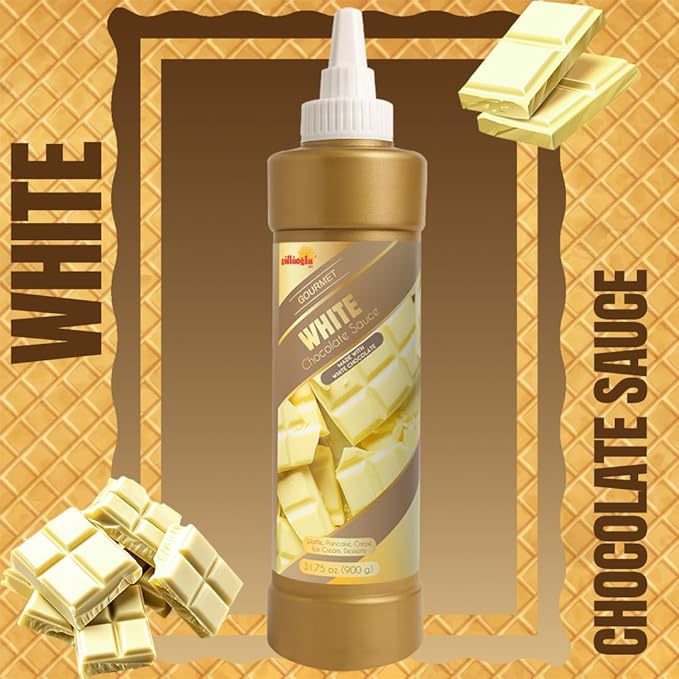 Gulluoglu Topping Sauce – White Chocolate Dessert Sauce, 30.52 fl oz 900g | Squueze Bottle | Perfect for Ice Cream, Cakes & Coffee, Topping (6 pack, White Chocolate)