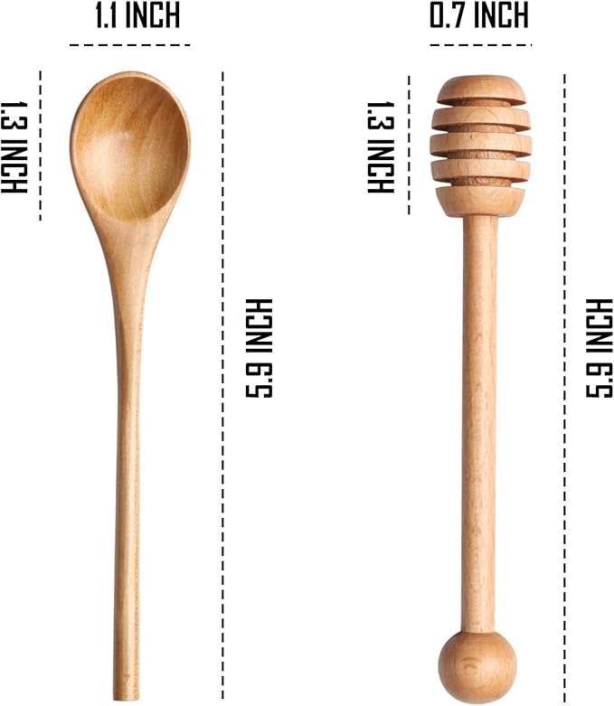 4pcs 6inch Honey Dipper Stick,Long Handle Coffee Stirring Spoons,Wooden Honey Jar Spoons Stirrer,Dessert Iced Tea Cocktail Mixing Spoons for Home Kitchen