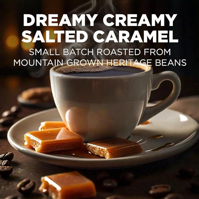 Maud's Salted Caramel Favored Instant Coffee, 26 ct, 100% Arabica Coffee, Medium Roast, Instant Hot or Iced Coffee - Just add water
