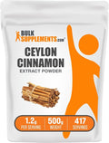 BulkSupplements.com Cinnamon Bark Extract Powder - Ceylon Cinnamon Supplement, Herbal Supplement - Vegan & Gluten Free, 1.2g per Serving, 500g (1.1 lbs) (Pack of 1)