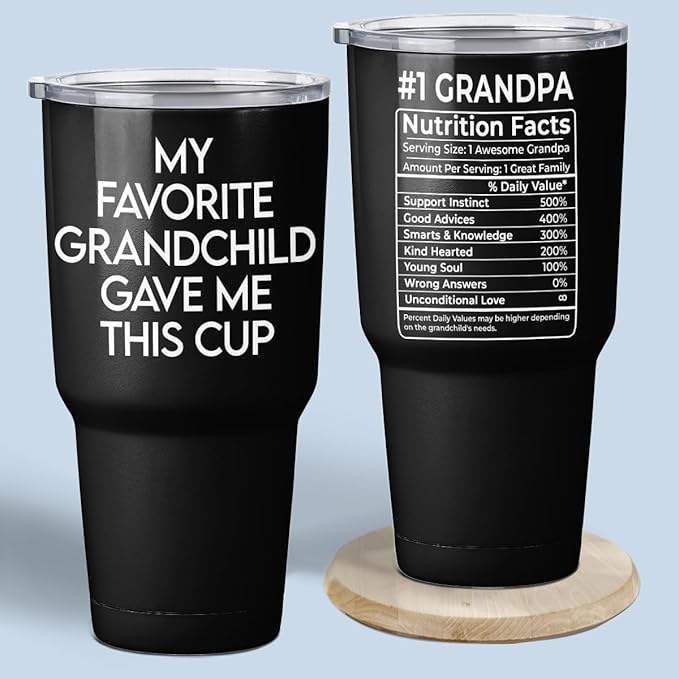DOPTIKA 1 Piece - My Favorite Grandchild Gave Me This Cup, Coffee Tumbler 30 Oz, Christmas Birthday Gifts for Grandpa, Cool Presents for Grandparents, Grandpa Tumbler Gifts from Grandchild