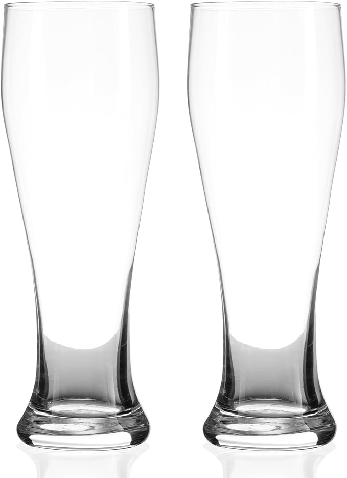 Bar Glasses, Classic Pilsner Tall Glasses with Heavy Base, 17 Oz. (Set of 2)