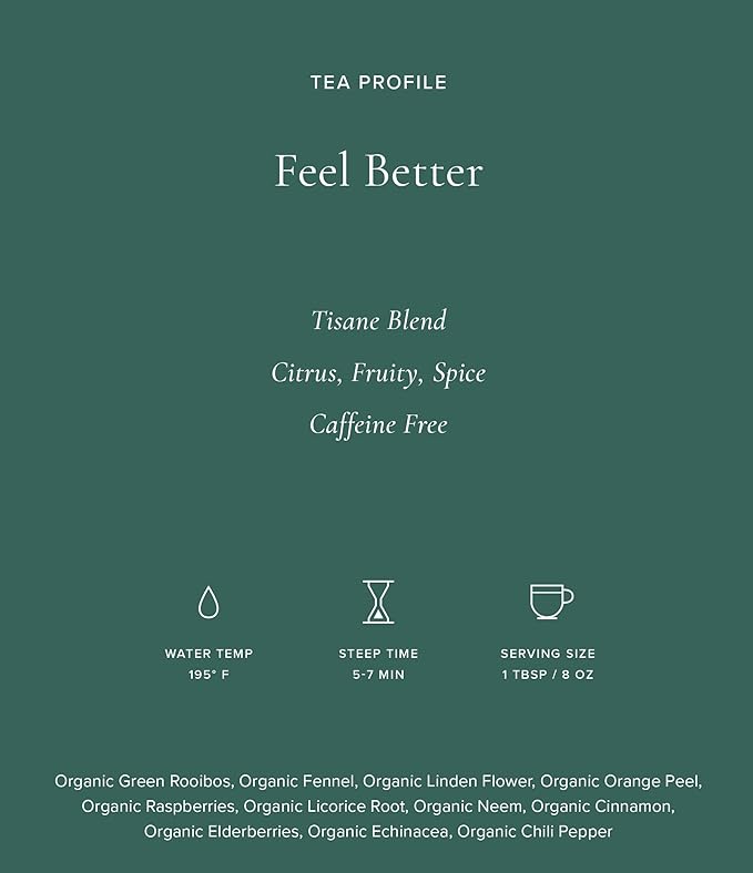 Art of Tea | Feel Better 2.5oz (Elderberry, Echinacea, Cinnamon, and Green Rooibos Tea) | Wellness Loose Leaf Artisan Tea
