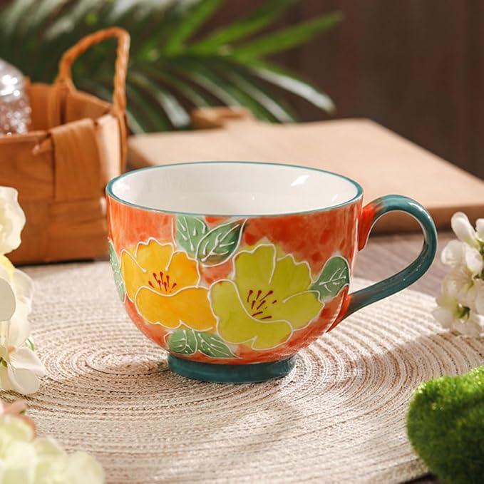 Delove Ceramic Coffee Mugs,Set of 2, 17 oz Large Porcelain Cups for Tea, Milk, Cereal, Cappuccino,Latte, Office and Home Use,Dishwasher and Microwave Safe (2 PACK-2)