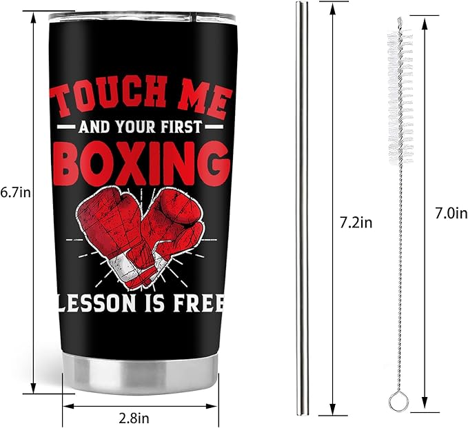Boxing Gifts for Men, Boxing Gifts, 20oz Stainless Steel Tumbler with Lid Straw