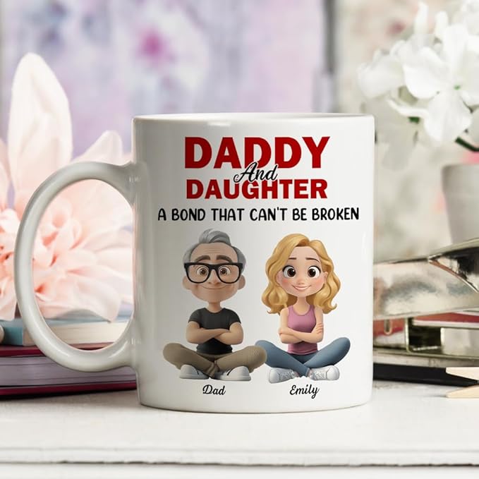 Wrappiness Dad And Daughter Personalized Coffee Mug - A Bond That Can't Be Broken, Thoughtful Gifts for Daughter from Dad, Mothers Day Birthday Gift from Father