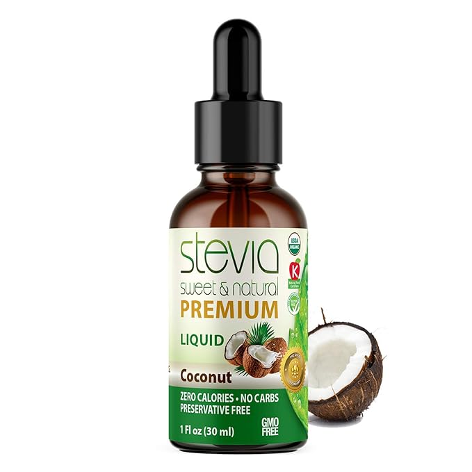 Coconut Premium Quality Stevia Drops | Organic Liquid Stevia | Best Sugar Substitute | 100% Pure Extract | All Naturally Sweet | Non-Bitter, 0 Calorie, NON-GMO, Diabetic & Keto Friendly (1oz)