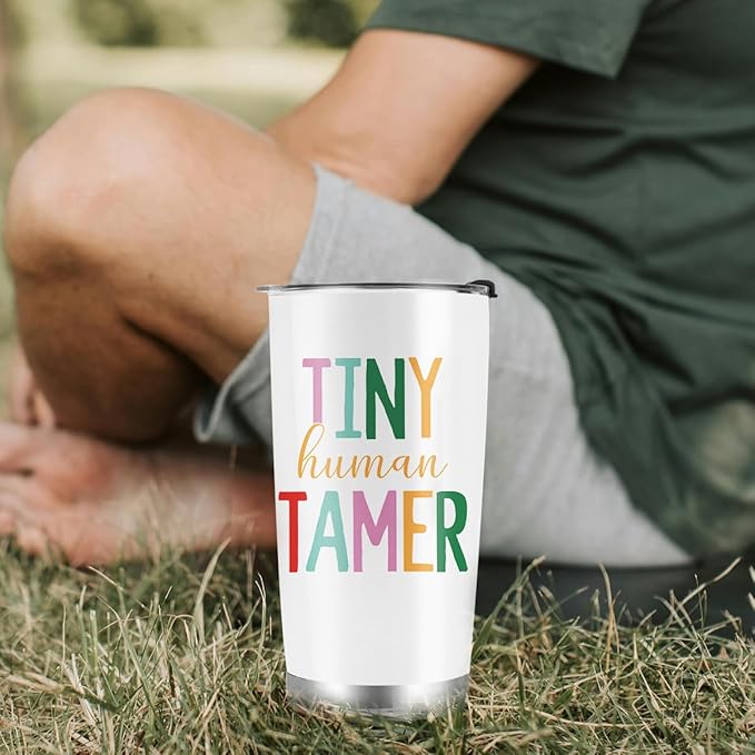 Tiny Human Tamer Tumbler, Daycare & Preschool Teacher Appreciation Gifts - 20oz Travel Coffee Mug