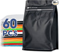 Coffee Bags with Valve(60pcs,8 oz,1/2 lb) Vented Coffee Beans Packaging Bags High Barrier Aluminumed Foil Flat Bottom Heat Sealed Side Zipper Resealable Storage Bag for Home or Business（Black）