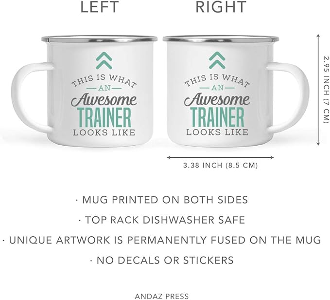 Andaz Press 11oz Stainless Steel Campfire Coffee Mug, Awesome Trainer Looks Like, 1-Pack, Birthday Gift Ideas, Includes Gift Box