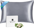 Ravmix Silk Pillow Cases with Zipper, 21momme Mulberry Silk Pillowcase for Hair Skin Health, Soft Smooth Breathable Cool Pillow Cover for Beauty Sleep with Gift Box 1PC(King 20"x36", Lilac Grey)