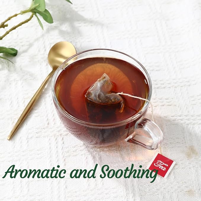 Premium 60 Natural Herbal Blend Tea Bags, Made with 6 Natural Herbs, Mullein Leaves, Elderberry, Thyme, Rooibos, Ginseng Root, Ginger Root, for Respiratory Support & Lung Health & Cleanse Mucus & Wellness & Detox.