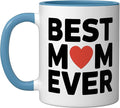 Best Mom Ever Heart Mother's Day Love Ceramic Mug, Blue/White