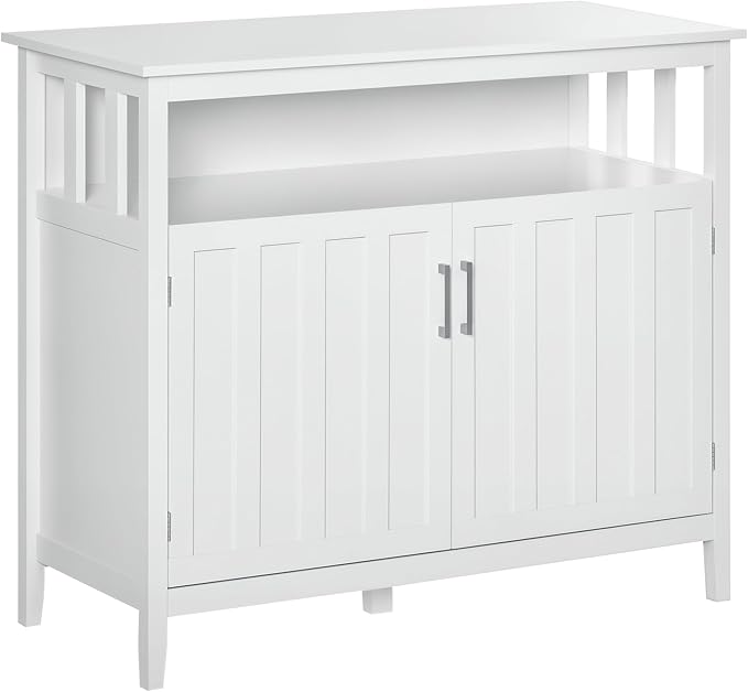 HOMCOM Sideboard Buffet Cabinet, Coffee Bar Cabinet with 2 Doors and Adjustable Shelves, Console Table for Kitchen Entryway Living Room, White
