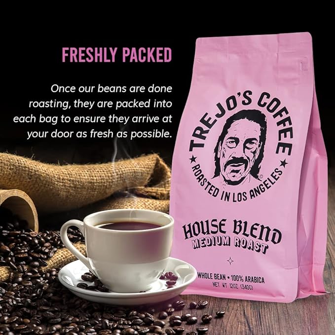 Trejo's Coffee House Blend Medium Roast Whole Bean Coffee, 5 lbs Bag, 100% Arabica