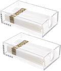 Rubtlamp 2Pcs Acrylic Napkin Holder Bathroom - 0.27Inch Thickness Clear Acrylic Guest Towel Holder - Hand Towel Tray for Kitchen, Parties, Weddings, Party, Hotel, Restaurant（Clear, 9”X5.5”X2.5”）