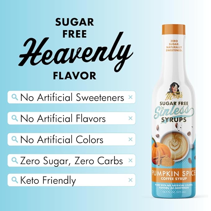 Sugar Free 3pk Pumpkin Spice Coffee Syrup - Stevia Based, No Sugar Alcohols or Sucralose, No Artificial Sweeteners, Natural Ingredients, Coffee Tea Cocoa Dessert, Keto Friendly, 3 Pack