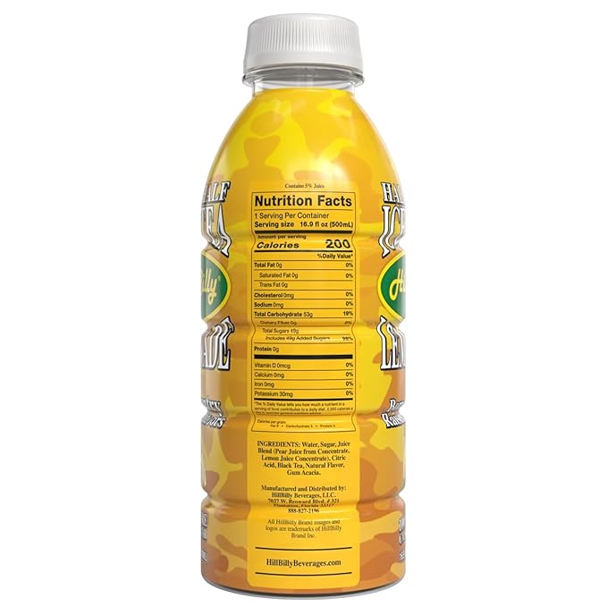 HillBilly Iced Teas and Lemonades, Half & Half Lemonade, 6 Count