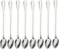 dhrbsx Long-Handled ice Tea Spoon, Cocktail stir Spoons, Stainless Steel Coffee Spoons, ice Cream Scoop Set of 8