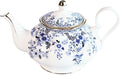 22oz Floral Ceramic Teapot (Suitable for 1 to 3 people) – Vintage Gold Rim Porcelain Tea Pot for Loose Leaf, Blooming Tea & Coffee, Elegant Teapot for Tea Party, Flower Design (China Flower)