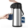 Coffee Carafe for Keeping Hot - Gezoss 102OZ / 3L Airpot Coffee Dispenser with Pump - Large Coffee Thermos for Hot Drinks Tea Liquid - Insulated Stainless Steel Hot Water Beverage Urn for Parties