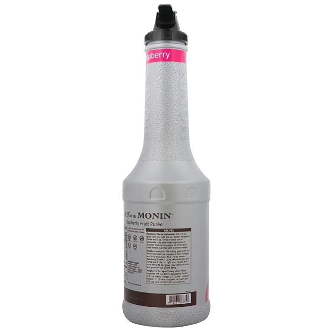 Monin - Raspberry Purée, Rich Berry Flavor, Great for Teas, Sodas, Cocktails, & More, Natural Flavors, No Artificial Sweeteners or Ingredients, Gluten-Free, Vegan, Non-GMO, Clean Label (1 Liter)