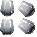 Wine Glasses Set Of 4,Stemless Diamond Wine Glass Shape 10 Oz Gray Christmas Glassware Dishwasher Safe, Spill-Proof Design For Red Wine, Cocktail, Whiskey, Bourbon for Wine Lovers (Gray)